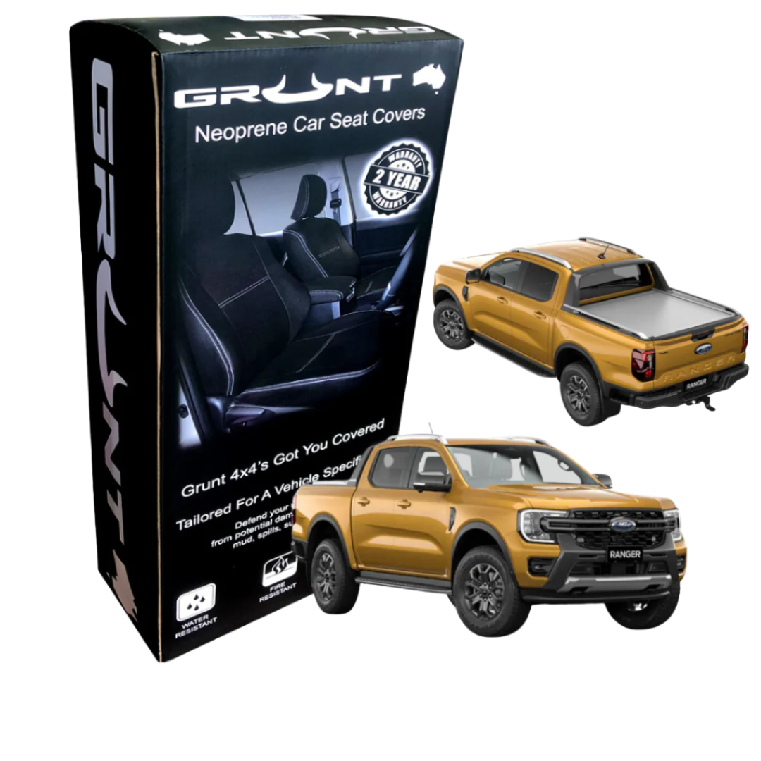 Rhinos Autostyling For Ford Ranger T6 - Heavy Duty Durable Nylon Driver Passenger Green Camouflage Pair Waterproof Car Van Front Seat Covers Protector~p98900514