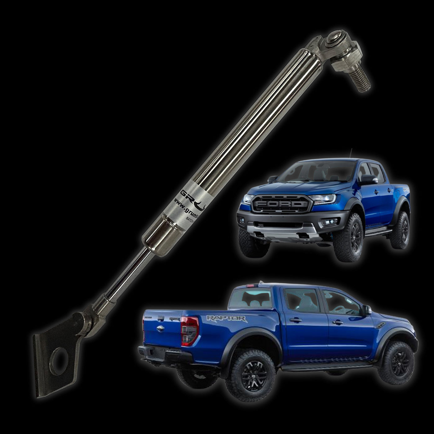 Grunt 4x4 Tailgate Stainless Steel Easy Down Strut System Ford Ranger / Raptor PX3 2019 - GDS-RAPTORSS