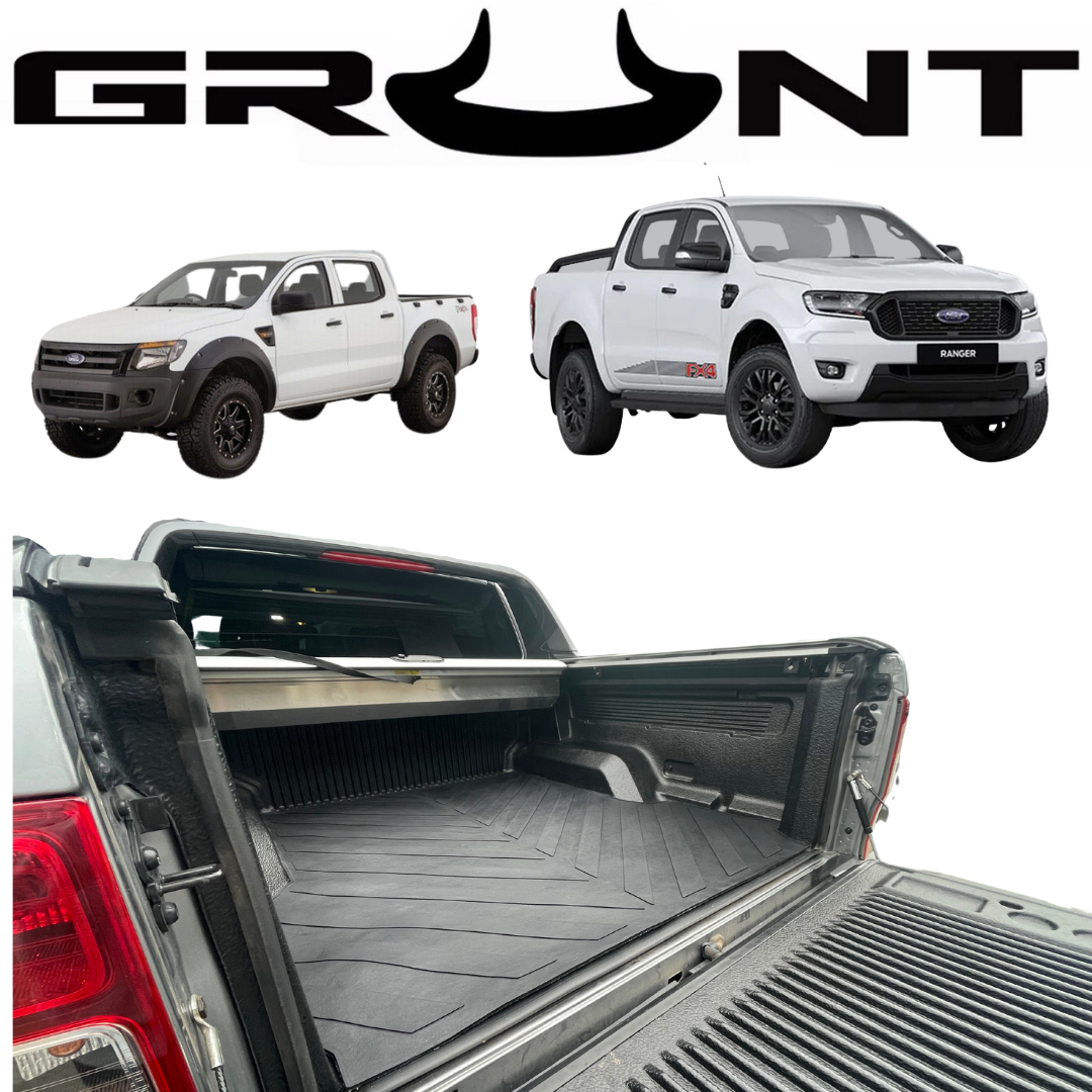 Grunt 4x4 Heavy Duty Moulded Rubber Ute Cargo Mat Suit Ford Ranger PX3 With Tub Liner