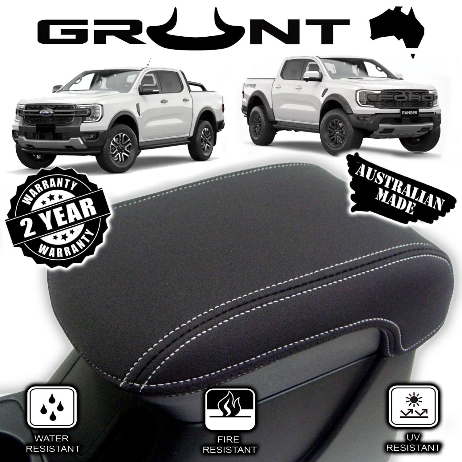 Ford Next Gen Ranger XLT & Raptor Neoprene Console Lid Protector Cover ...