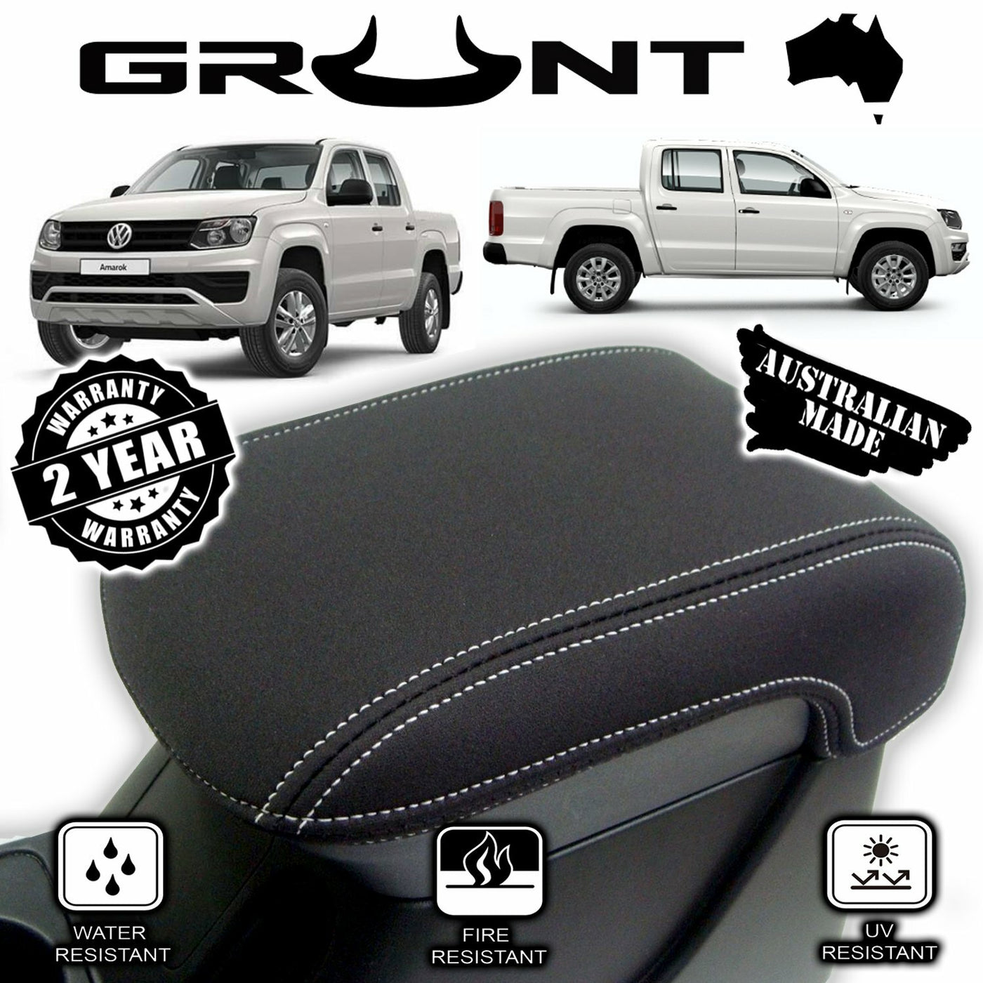 Grunt 4x4 neoprene centre console lid cover wetsuit for Volkswagen Amarok 2011-2021