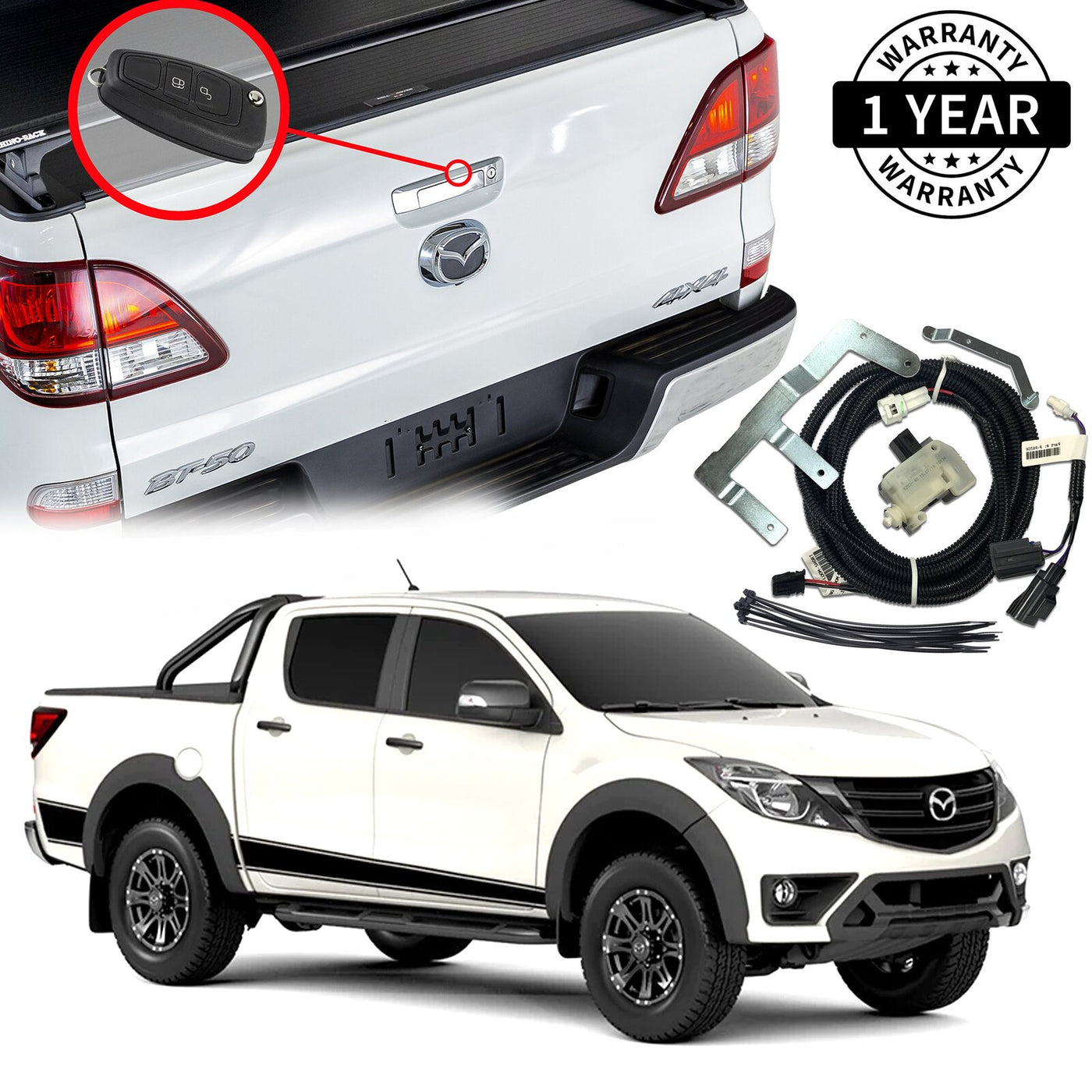 Grunt 4x4 Tailgate Central Locking Kit Suit for Mazda BT-50 2011-2019