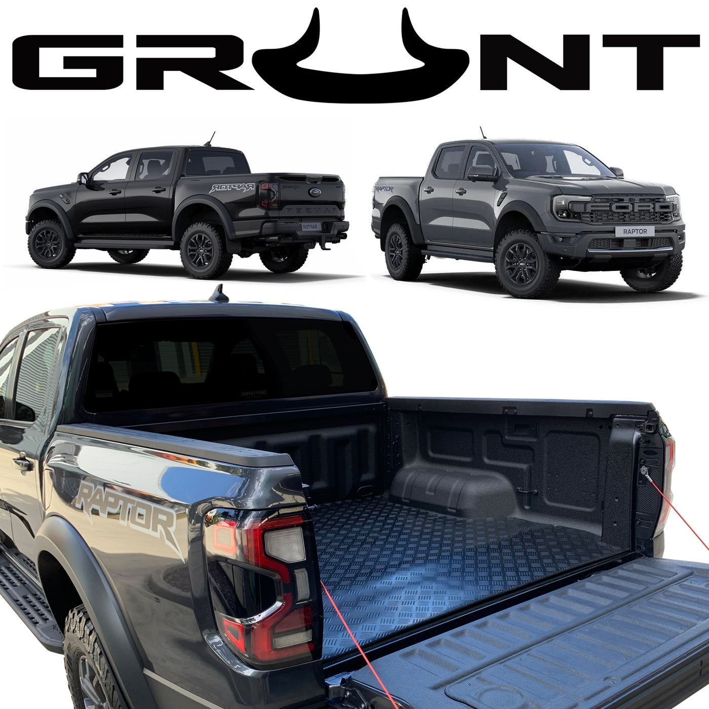 Grunt 4x4 Heavy Duty Moulded Rubber Ute Cargo Mat Suit Ford Next Gen Raptor