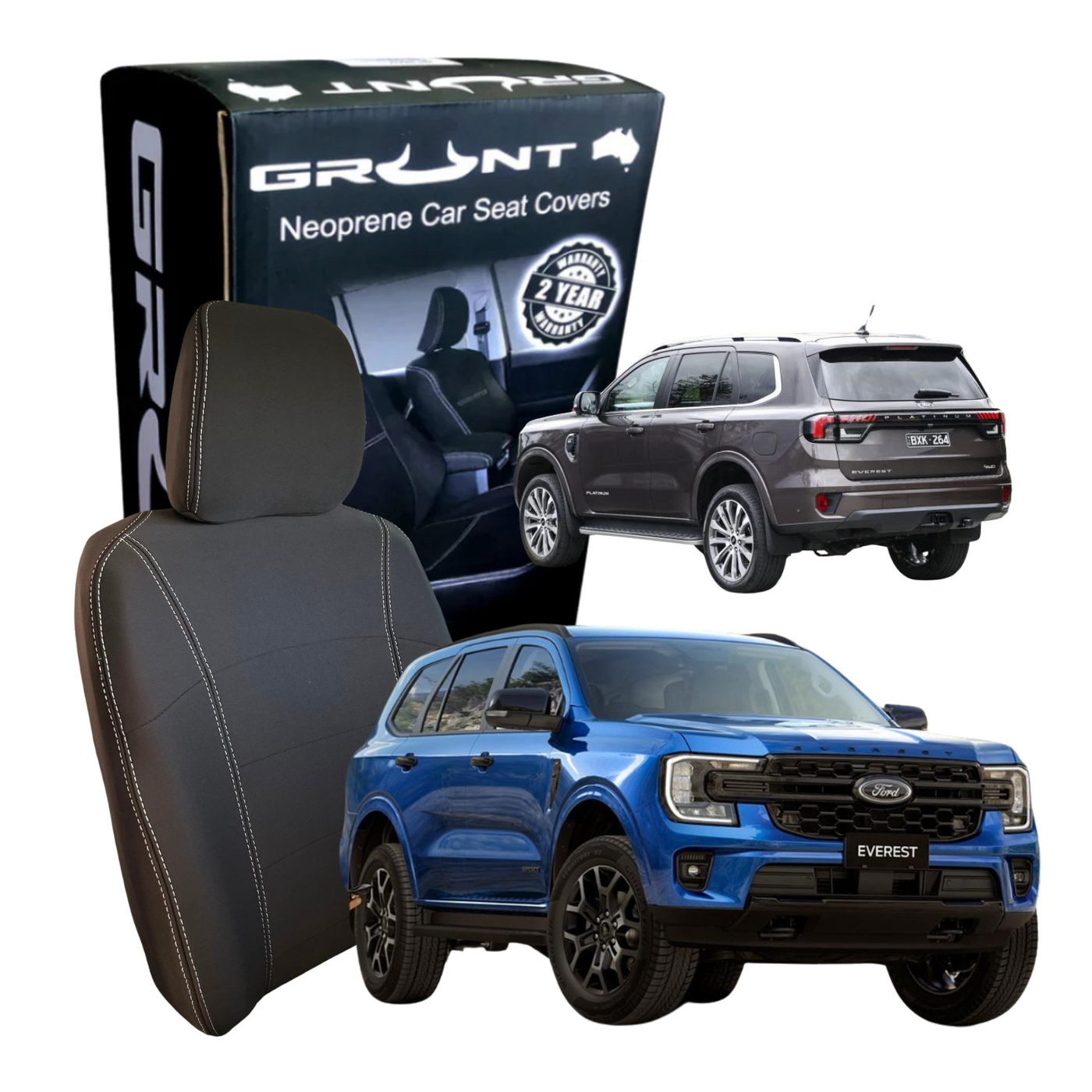 Grunt 4x4 Neoprene Front Seat Covers to suit Ford Everest U704 2022 on