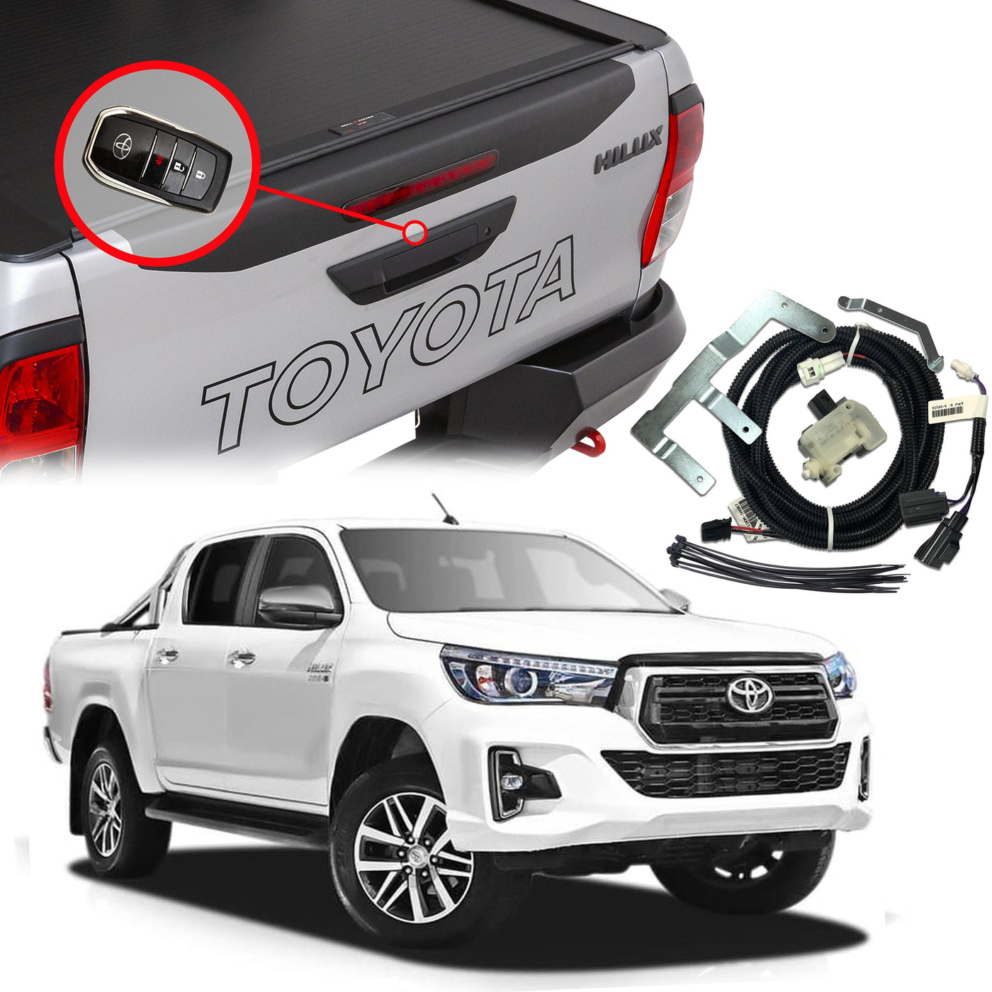 Grunt 4x4 Tailgate Central Locking Kit for Toyota Hilux 2018-2020