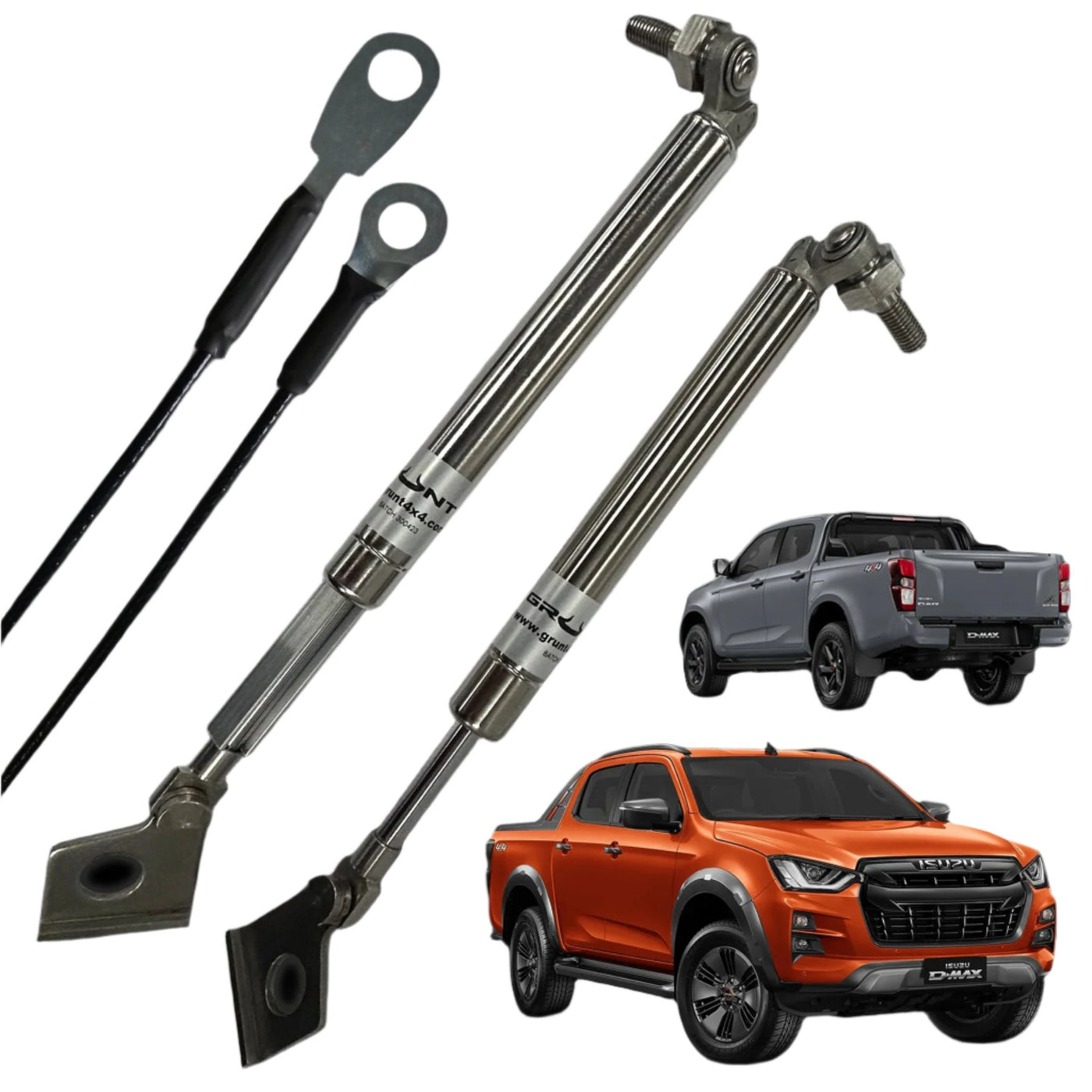 Grunt 4x4 Stainless Steel tailgate strut assist system EZI-UP/DOWN for Isuzu D-Max 2020-2024 GUDS-DMAX2SS