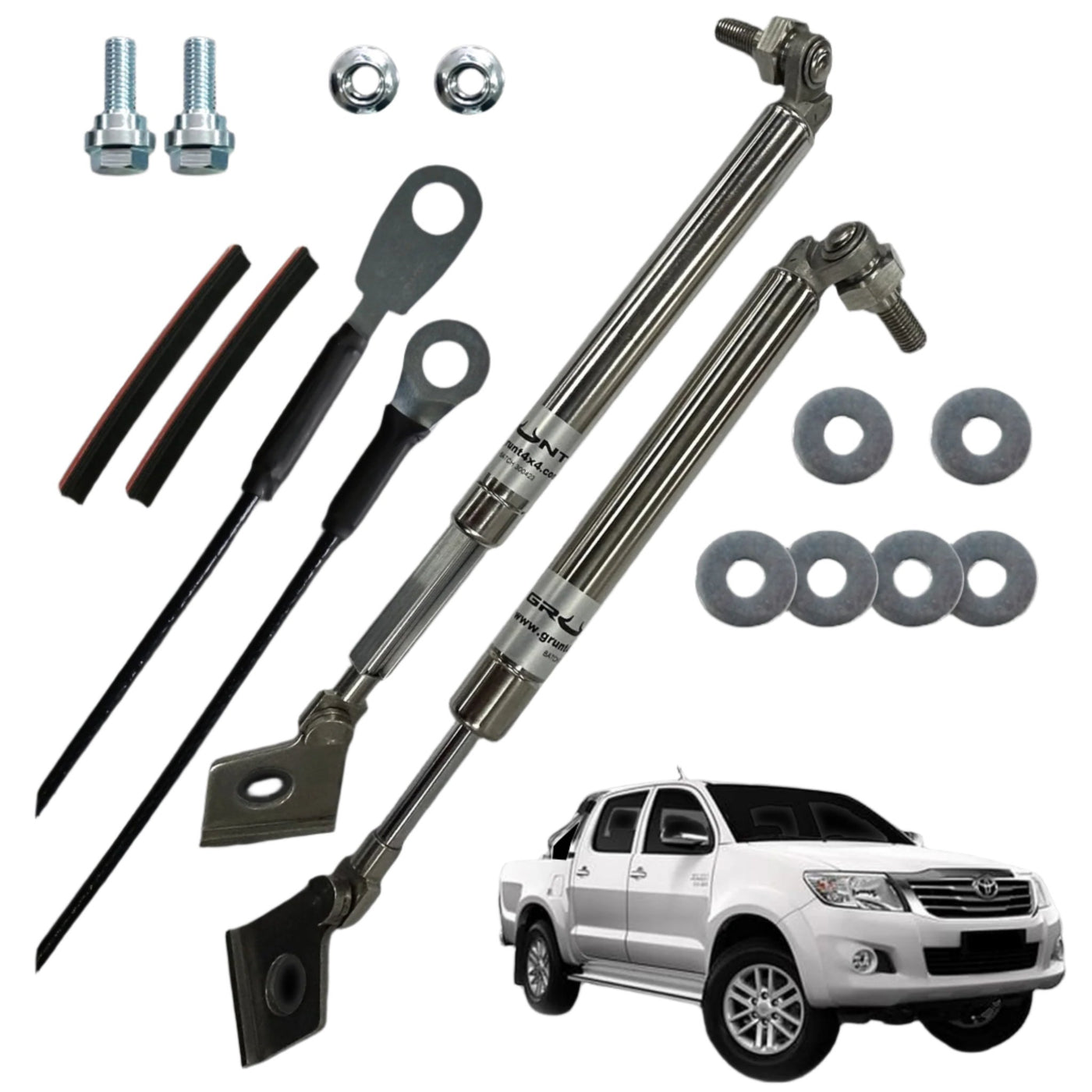 Grunt 4x4 SR5 KUN26 tailgate strut assist stainless steel for Toyota Hilux 2005-2015 (Single Handle) GUDS-TH05SR5SS