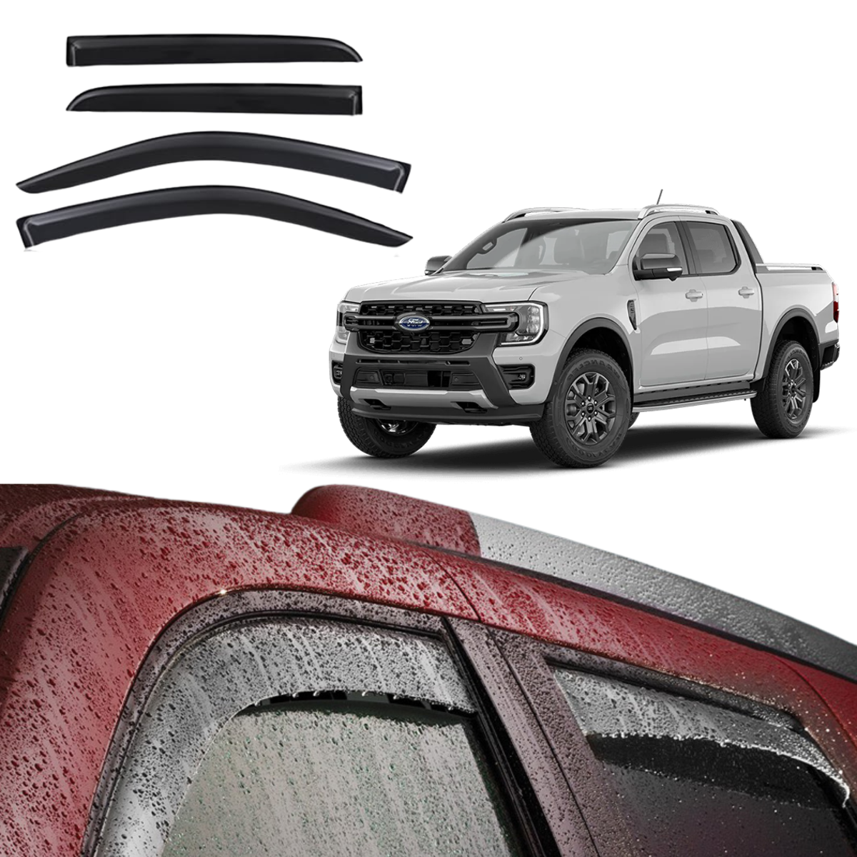 Grunt 4x4 Window Visor Weather Sheild for Ford Next Gen Ranger & Rapto