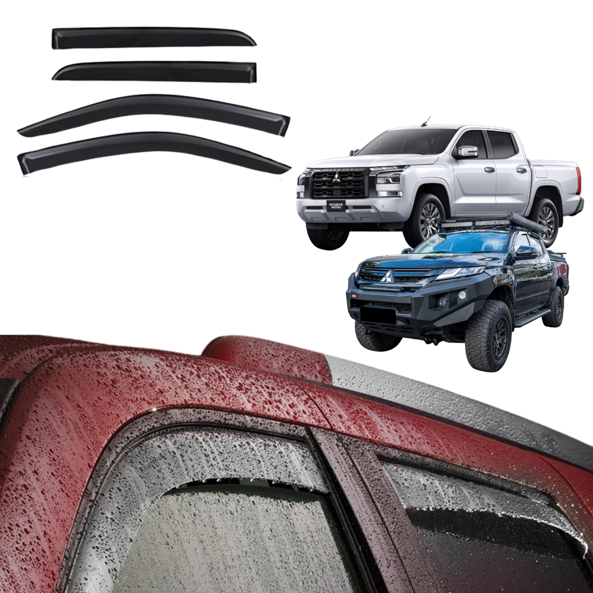 Grunt 4x4 Window Visor Weather Sheild for Mitsubishi Triton MT, MR, MV