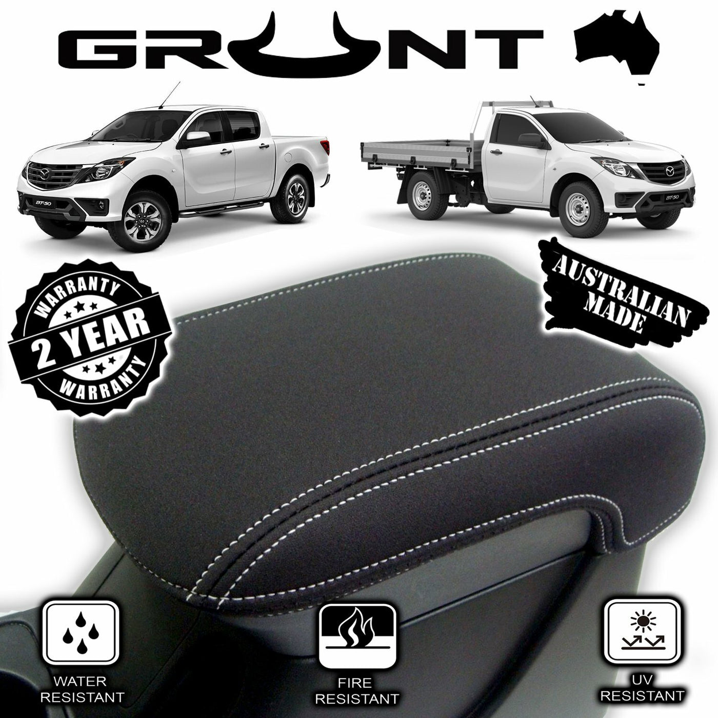 Mazda BT-50 2011-2019 neoprene centre console lid cover wetsuit material