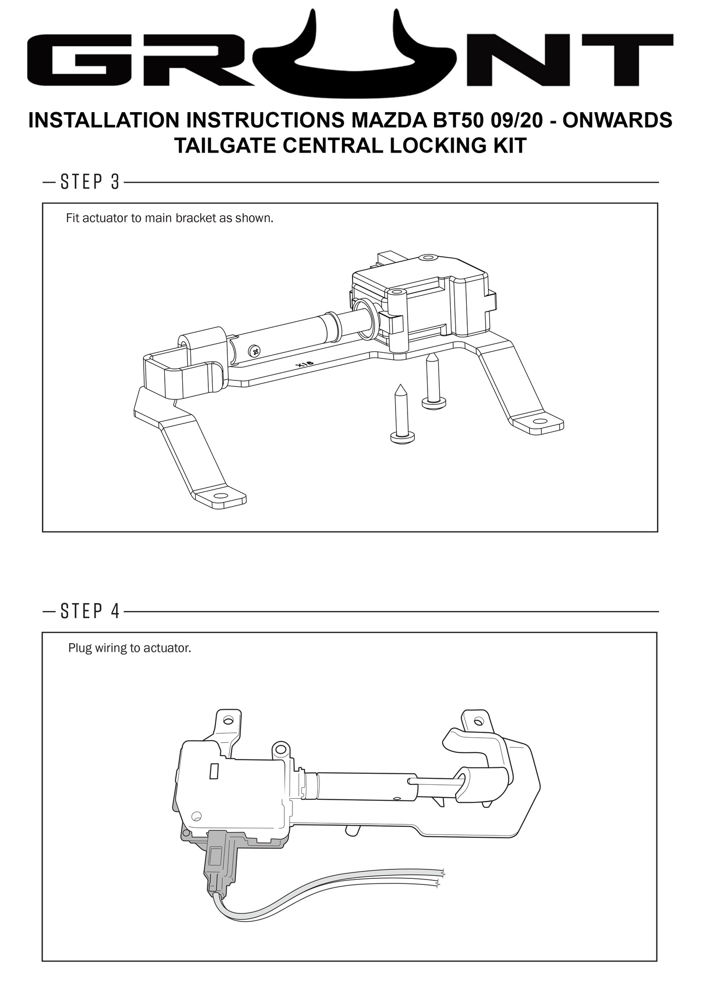 Grunt 4x4 Tailgate Central Locking Kit for Mazda BT-50 9/2020-Onward