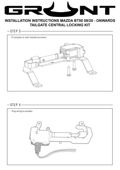 Grunt 4x4 Tailgate Central Locking Kit for Mazda BT-50 9/2020-Onward