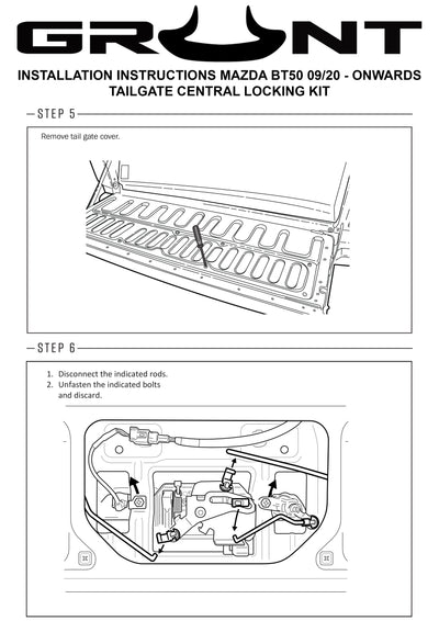 Grunt 4x4 Tailgate Central Locking Kit for Mazda BT-50 9/2020-Onward