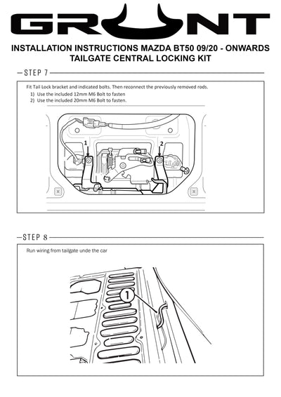 Grunt 4x4 Tailgate Central Locking Kit for Mazda BT-50 9/2020-Onward