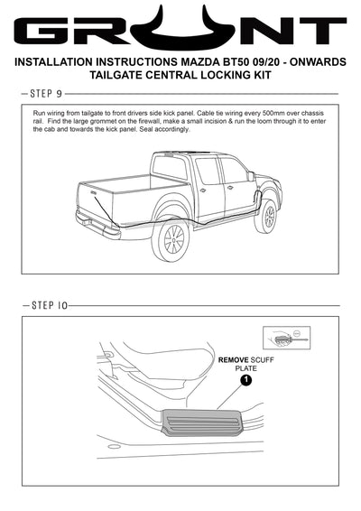 Grunt 4x4 Tailgate Central Locking Kit for Mazda BT-50 9/2020-Onward
