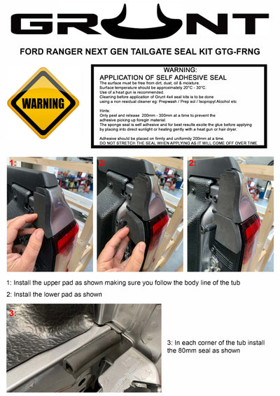 Grunt 4x4 Ford Ranger Next Gen RA Tailgate Seal Kit
