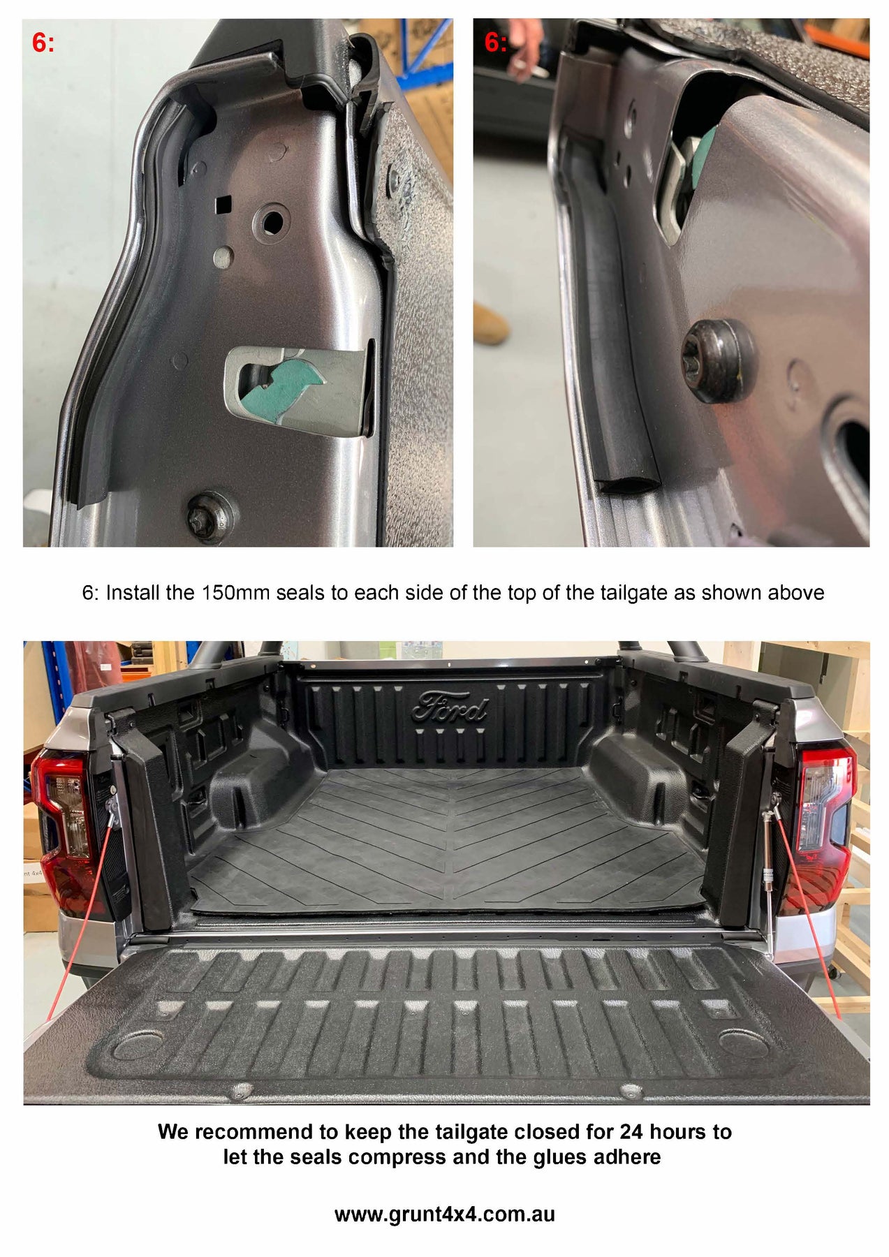 Ford Rapter Ranger Tailgate Grunt 4x4 Ford Ranger Next Gen RA Tailgate Seal Kit