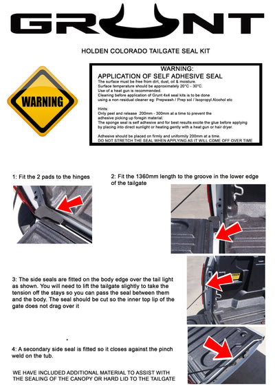 HOLDEN RG COLORADO 2012 -2018 TAILGATE SEAL KIT