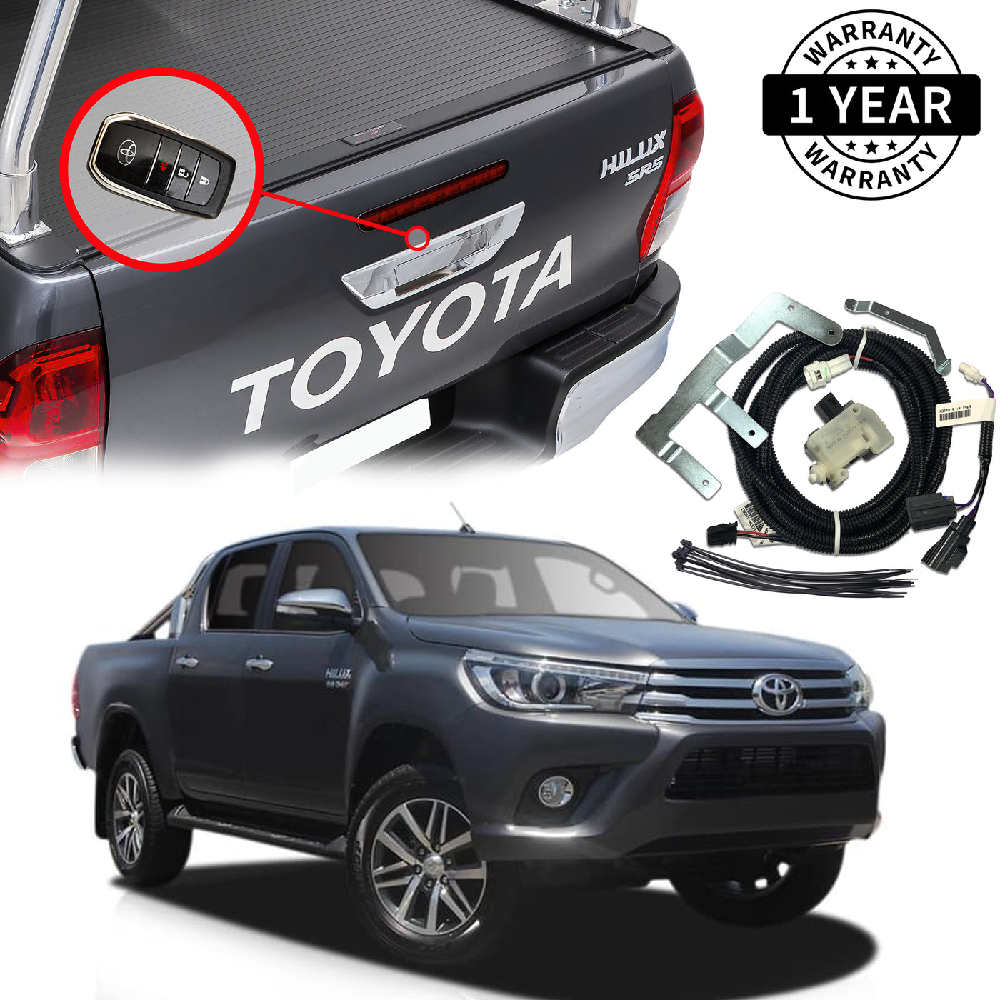 Toyota Hilux Tailgate Central Locking Kit Suit 2015 - 2018 (without barrel lock)
