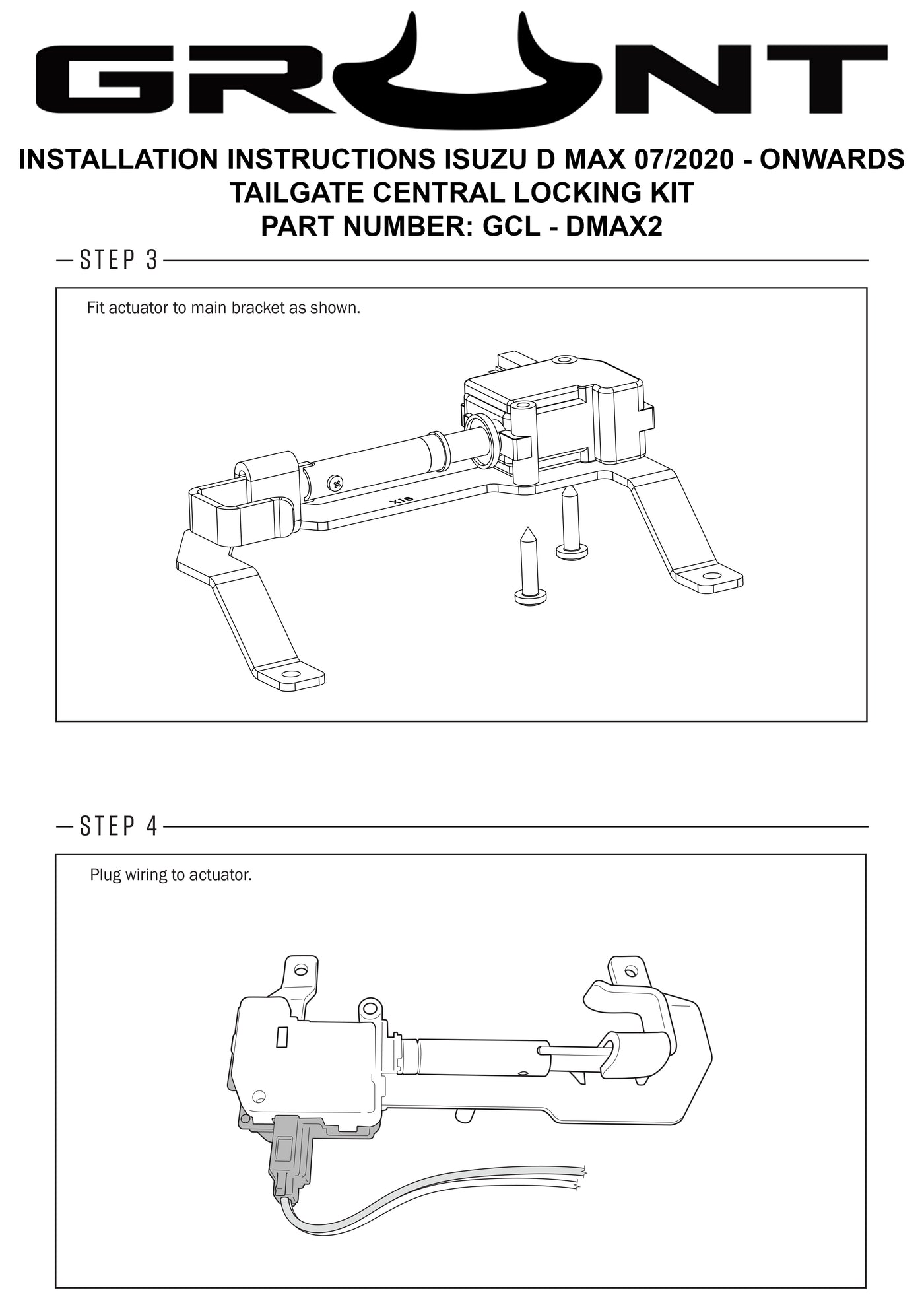 Grunt 4x4 Tailgate Central Locking Kit for Isuzu D-Max 7/2020-2022