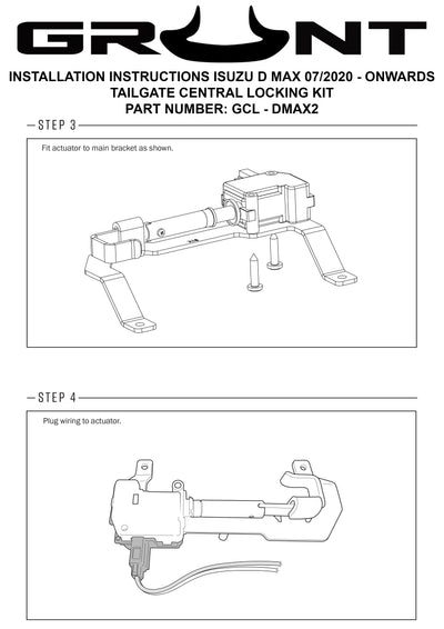 Grunt 4x4 Tailgate Central Locking Kit for Isuzu D-Max 7/2020-2022