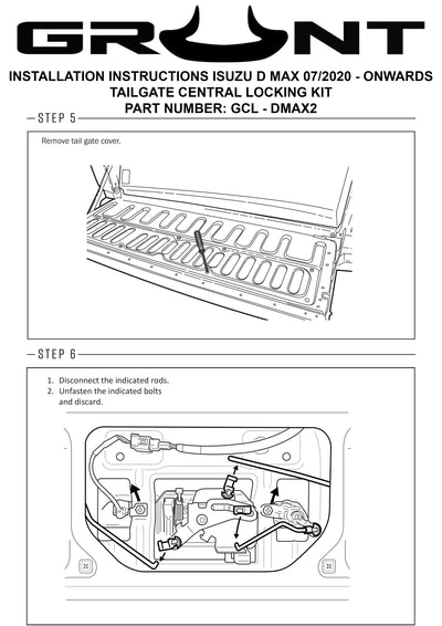 Grunt 4x4 Tailgate Central Locking Kit for Isuzu D-Max 7/2020-2022