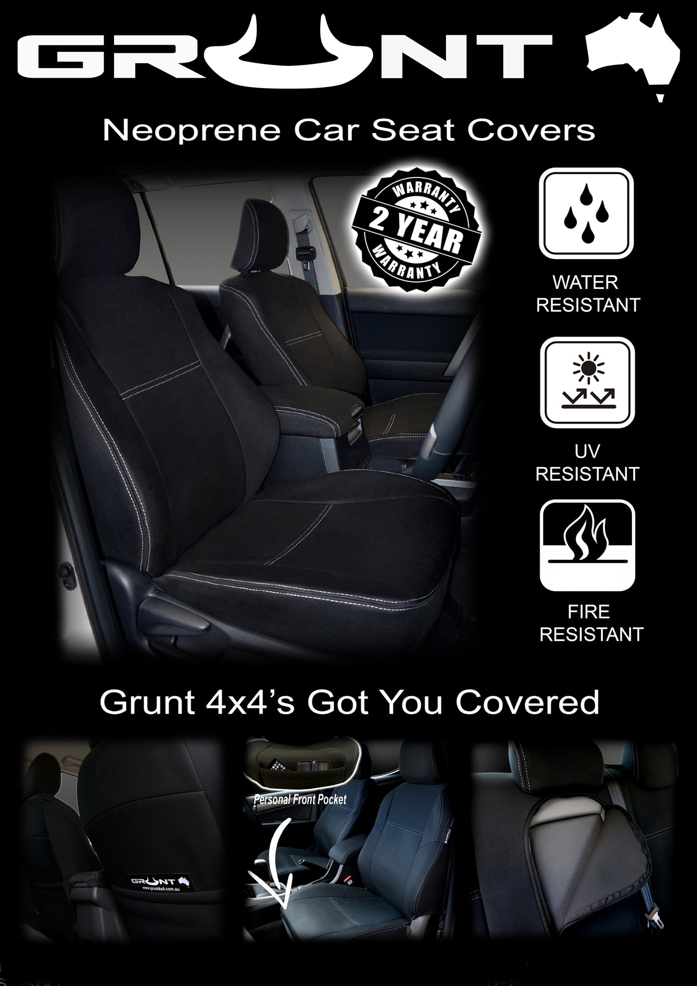 Mitsubish Triton MQ neoprene car seat covers 2015-2019 Optional Front, Rear, Front & Rear